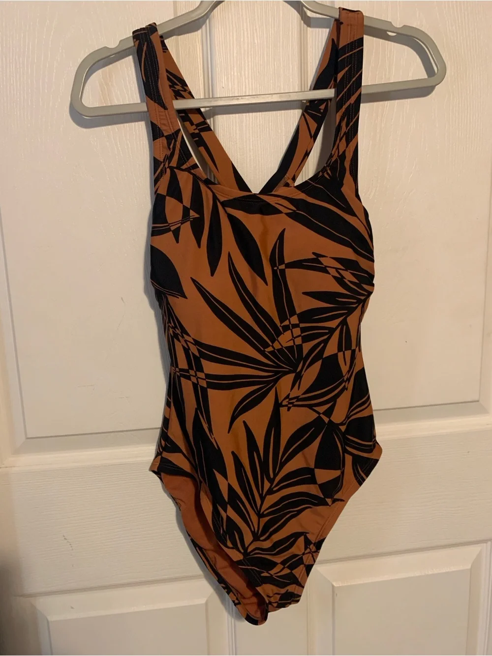all in motion Brown and Black Tropical Leaf One-Piece bathingsuit